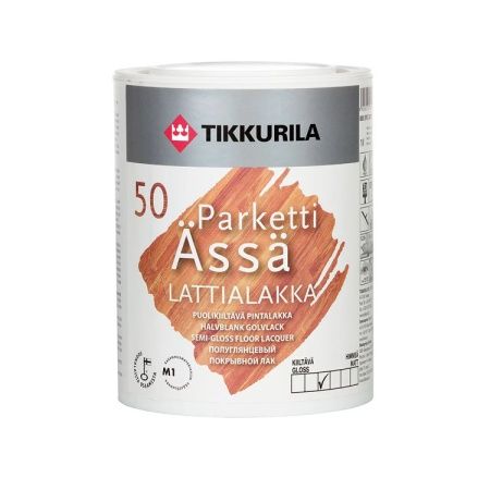 Полуглянцевый лак для пола Tikkurila Parketti-Assa pintalakka puolikiiltava, 1 л