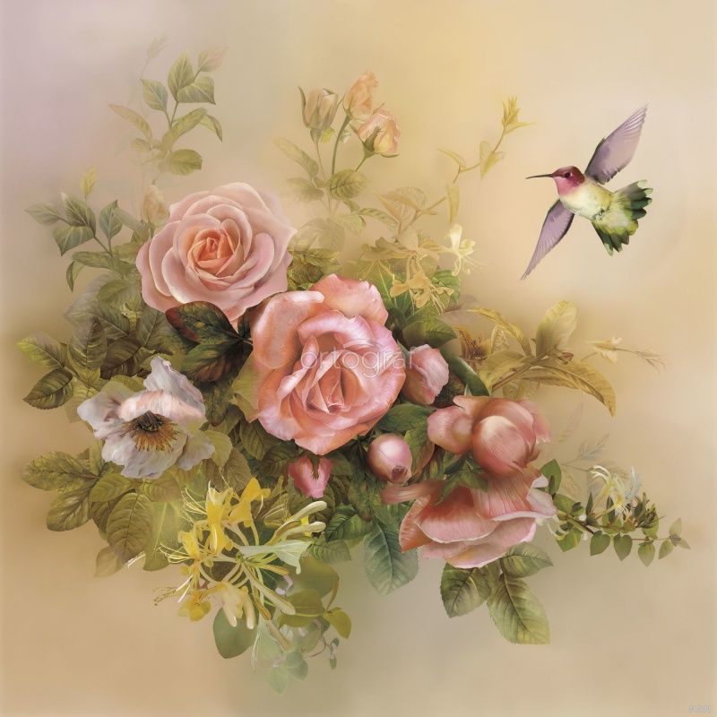 Цветы и колибри Art.30990