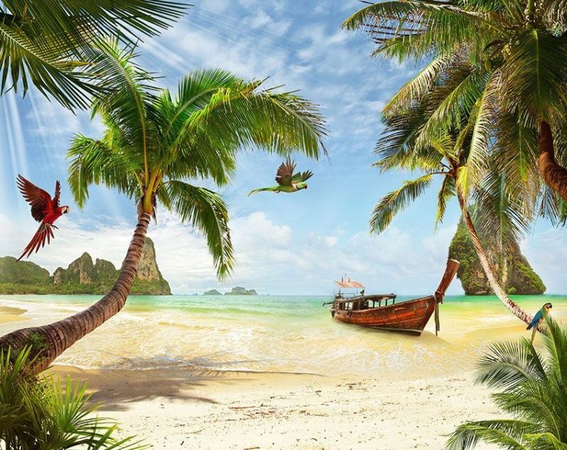 Фреска Пейзажи Пляжи и пальмы арт. a_682