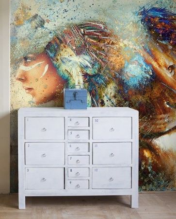 Графика Индианка и лев. Современное искусство. ag0111