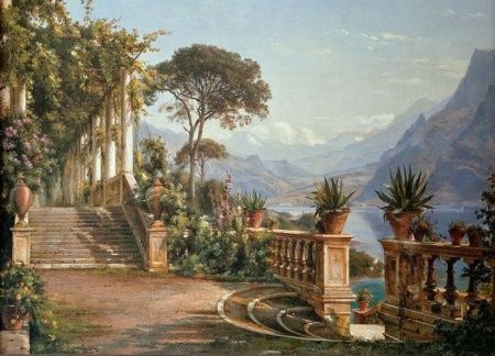 Фреска Античная площадь с видом на горы