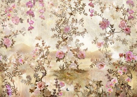 Фреска Цветочный орнамент на фоне пейзажа